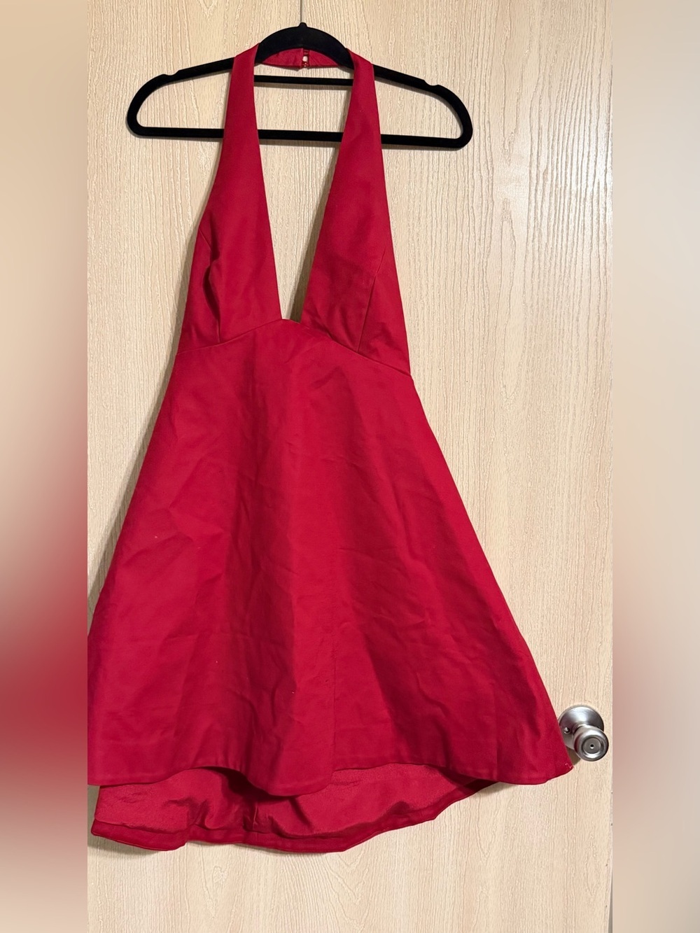 Halston Heritage Red Garnet Halter V-Neck One-Piece